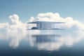 Home floating on clouds clear style Royalty Free Stock Photo