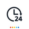 Minimal 24 hour clock icon,Analog clock,Vector and Illustration