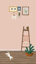 Minimal house interior sketch style mobile phone wallpaper vector Royalty Free Stock Photo