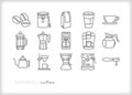 Coffee icon set of beans, brewing methods, drinks and technology Royalty Free Stock Photo