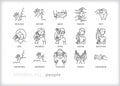 American Sign Language (ASL) icons of common people Royalty Free Stock Photo