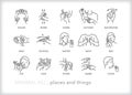 American Sign Language (ASL) icons of places and things Royalty Free Stock Photo