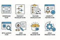 Minimal Icons Set for Product Development and Software Workflow Stages Royalty Free Stock Photo