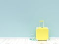 Minimal idea concept. suitcase yellow color