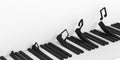 Minimal illustrate of piano keyboard,Sequence of music note transformation concept, 3D rendering