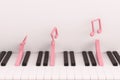 Minimal illustrate of piano keyboard,Sequence of music note transformation concept, 3D rendering