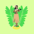 minimal illustration.Hawaiian girl figurine. Aloha summer vibes