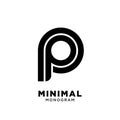 Minimal initial letter p pp simple vector design isolated background