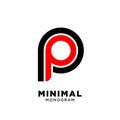 Minimal initial letter p pp simple vector design isolated background