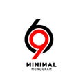 Minimal initial number 69 simple vector design isolated background