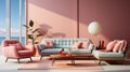 Minimal interior design, stylish luxury furniture, gentle pastel