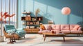 Minimal interior design, stylish luxury furniture, gentle pastel