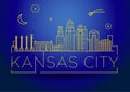 Minimal Kansas Linear City Skyline with Typographic Design