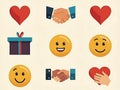 Minimal kindness day icon set Royalty Free Stock Photo
