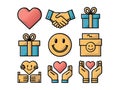 Minimal kindness day icon set Royalty Free Stock Photo