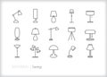 Lamp icons of different types of furniture and lighting decor