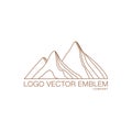 Minimal landscape logo in linear style. Mountain logotype.