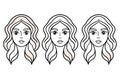 Minimal Line Art Faces Bundle. Abstract Faces Line Art Collection Royalty Free Stock Photo