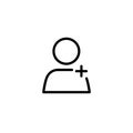 Minimal Line Art User Add Icon on Black Background Royalty Free Stock Photo