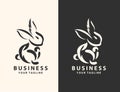 Minimal Lineart Outline Rabbit Icon Logo Design | Creative Rabbit Logo Design Royalty Free Stock Photo