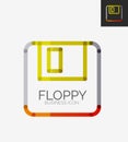 Minimal line design logo, floppy icon Royalty Free Stock Photo