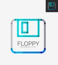 Minimal line design logo, floppy icon Royalty Free Stock Photo