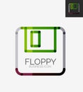 Minimal line design logo, floppy icon Royalty Free Stock Photo