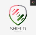 Minimal line design logo, shield icon Royalty Free Stock Photo