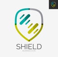 Minimal line design logo, shield icon Royalty Free Stock Photo