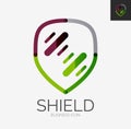 Minimal line design logo, shield icon Royalty Free Stock Photo