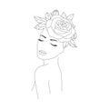 Minimal Line Drawing Woman Flower Images.