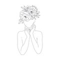Minimal Line Drawing Woman Flower Images.