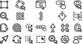 Minimal line icon set close up grid of mouse cursor and interface interaction symbols with consistent stroke and simple black Royalty Free Stock Photo