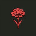 Minimal Line Logo Of Carnation - Black Background Royalty Free Stock Photo