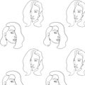 Minimal line vector pattern with linear glamour portrait woman Royalty Free Stock Photo