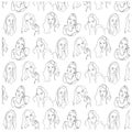 Minimal line vector pattern with linear glamour portrait woman Royalty Free Stock Photo