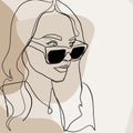 Minimal linear trendy girl in sunglasses.
