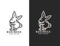 Minimal Lineart Outline Rabbit Icon Logo Design | Creative Rabbit Logo Design Royalty Free Stock Photo