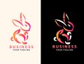 Minimal Lineart Outline Rabbit Icon Logo Design | Creative Rabbit Logo Design Royalty Free Stock Photo