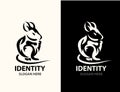 Minimal Lineart Outline Rat Icon Logo Design | Creative Rabbit Logo Design Royalty Free Stock Photo