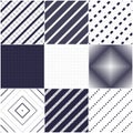 Minimal lines vector seamless patterns set, abstract backgrounds collection. Simple geometric designs. Seamless lines vector Royalty Free Stock Photo