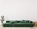 Minimal living room design, green sofa in empty modern background Royalty Free Stock Photo