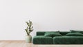 Minimal living room design, green sofa in empty modern background, panorama Royalty Free Stock Photo