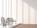 Minimal living room with sunlight shining into the room 3d rendering image