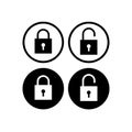 Minimal Lock Unlock button set. Square Padlock icon vector illustration with round shape. Protection symbol isolated on white