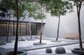 Minimal loft style white stone garden with house room background 3d render