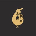 Minimal logo of angry golden chicken vector illustration Royalty Free Stock Photo