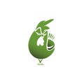 Minimal logo of angry green chicken vector illustration. Royalty Free Stock Photo