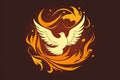 Minimal logo artwork of a winged dove in flames, a representation of the New Testament Holy Spirit