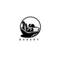 Minimal logo of black bakery basket vector illustration.